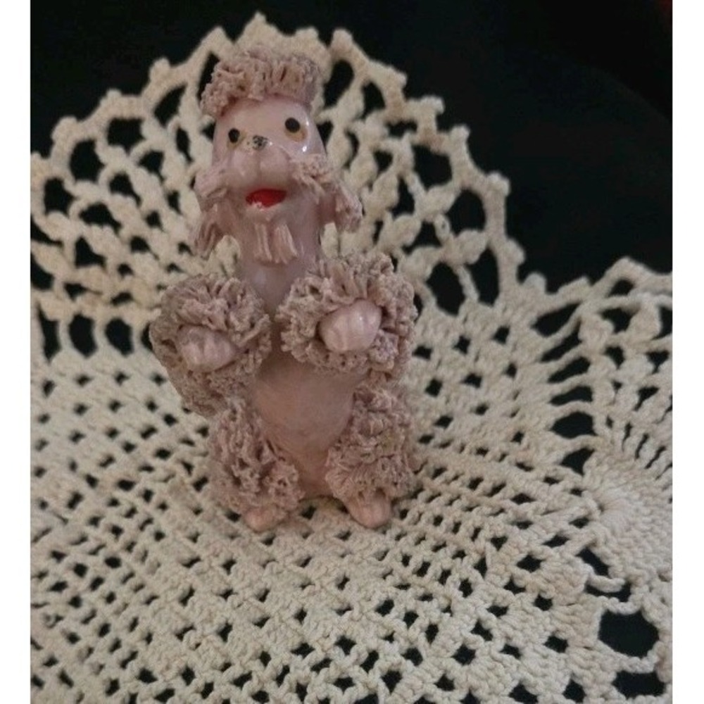 Pink Spagetti Poodle Vintage Figurine Mid Century Modern Whimsy‎
